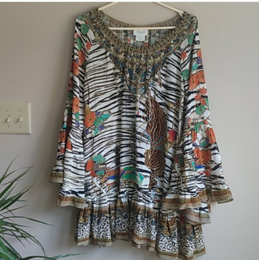 CAMILLA XS COSMIC CONFLICT ALINE FRILL DRESS
